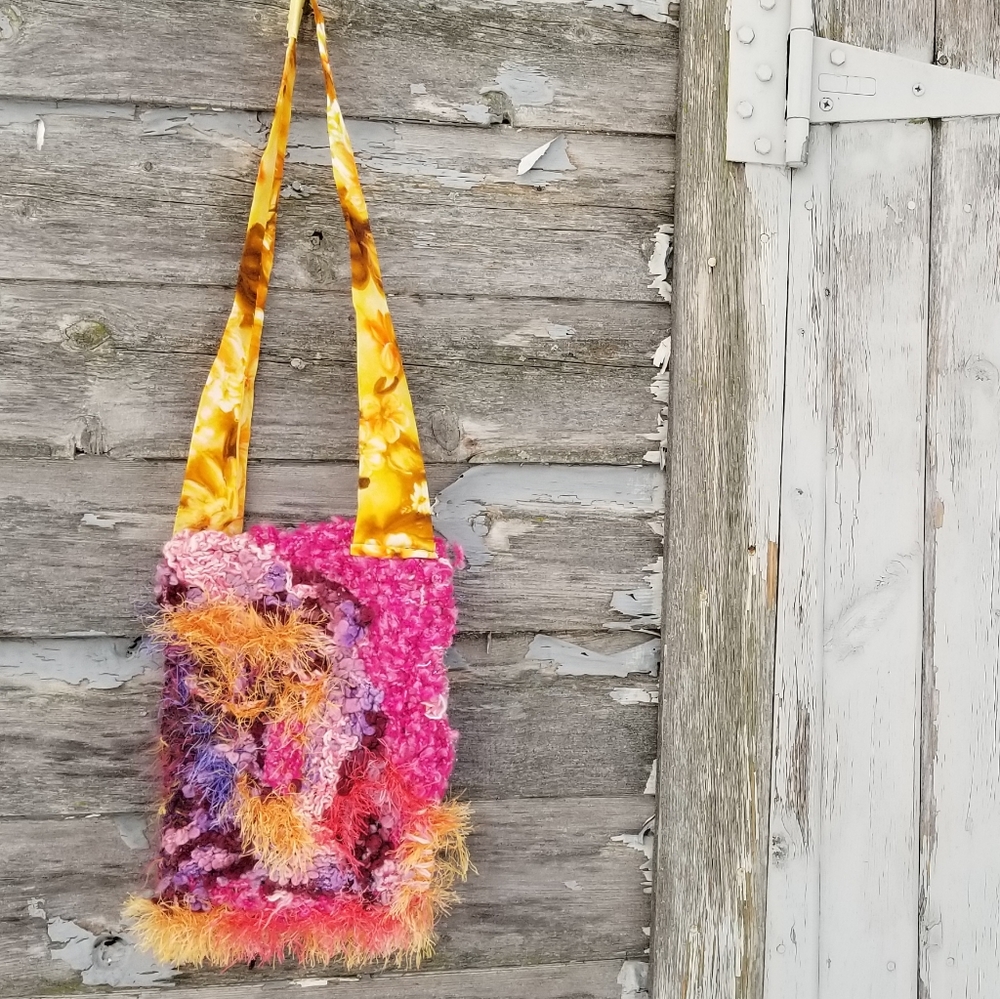 Handmade Art Crochet Purse Vintage Tie
